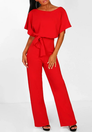 Mira | Damen Eleganter Jumpsuit | Tailliert Rot