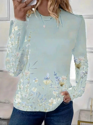 Damenbluse mit naturinspiriertem Grafikdesign | Lange Ärmel