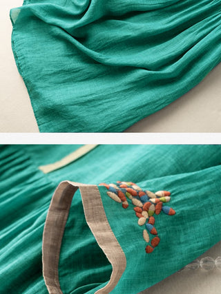 Midi-Kleid mit Stickerei für Frauen | Lockere Passform