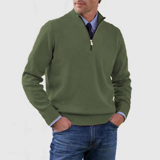 Herren Strickpullover mit Viertelreißverschluss | Stehkragen