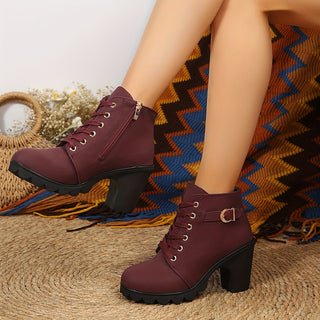 Damen Schnür-Stiefeletten | Blockabsatz