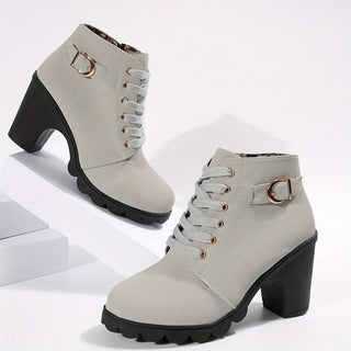 Damen Schnür-Stiefeletten | Blockabsatz
