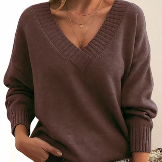 Damen V-Ausschnitt Pullover | Lange Ärmel
