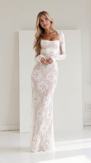 Women's lace long-sleeve dress | Maxi