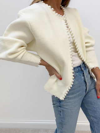 Damen Elegante Strickjacke | Mit Perlen