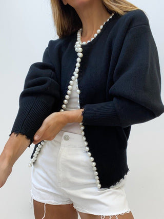 Damen Elegante Strickjacke | Mit Perlen