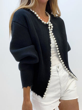 Damen Elegante Strickjacke | Mit Perlen