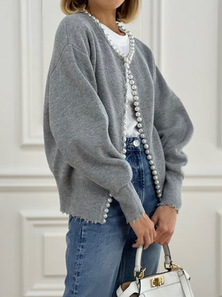 Damen Elegante Strickjacke | Mit Perlen