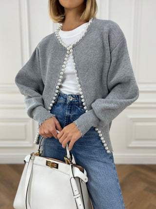 Damen Elegante Strickjacke | Mit Perlen