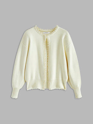 Damen Elegante Strickjacke | Mit Perlen