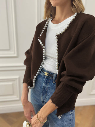 Damen Elegante Strickjacke | Mit Perlen