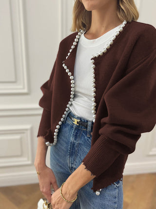 Damen Elegante Strickjacke | Mit Perlen