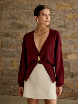 Damen Eleganter Gerippter Cardigan | Knopfverschluss