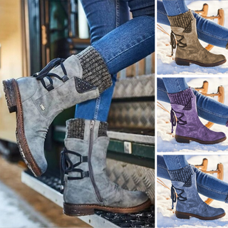 Damen Nieten Rücken Schnürstiefel | Knöchelhöhe