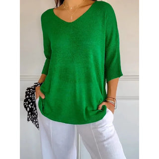 Damen V-Ausschnitt Oversized Stricktop | Halbarm