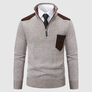 Herren Winter Pullover | Halb-Reissverschluss mit Tasche