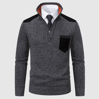 Herren Winter Pullover | Halb-Reissverschluss mit Tasche