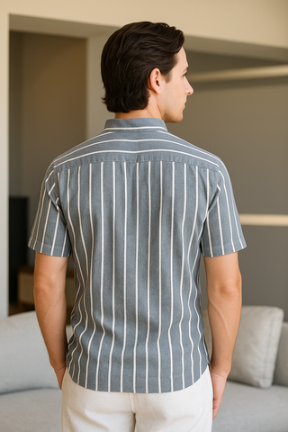 Nico | Herren Gestreiftes Kurzarmshirt | Sommerleicht