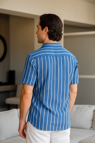 Nico | Herren Gestreiftes Kurzarmshirt | Sommerleicht