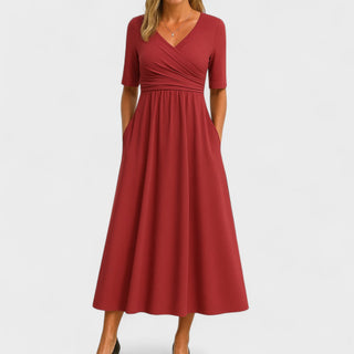 Women's wrap dress with V-neck | Midi