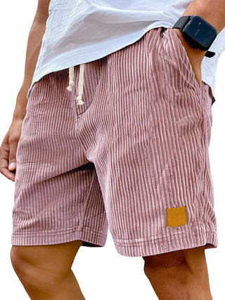 Männliche Shorts aus gerippter Stoff mit Kordelzug | Lockere Passform