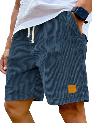 Männliche Shorts aus gerippter Stoff mit Kordelzug | Lockere Passform