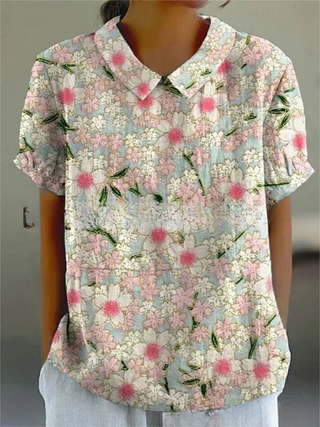 Damen Bluse mit Blumenmuster | Kurzarm