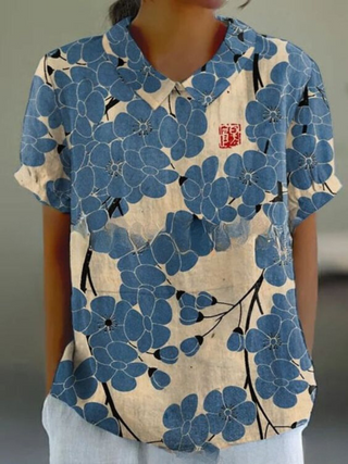 Damen Bluse mit Blumenmuster | Kurzarm