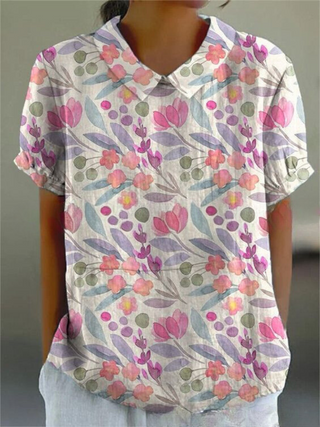 Damen Bluse mit Blumenmuster | Kurzarm