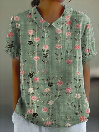 Damen Bluse mit Blumenmuster | Kurzarm