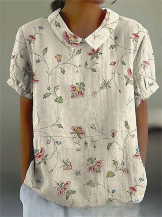 Damen Bluse mit Blumenmuster | Kurzarm