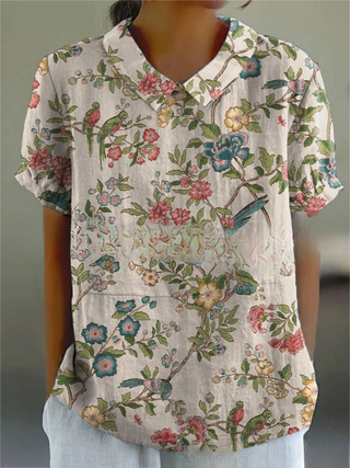 Damen Bluse mit Blumenmuster | Kurzarm