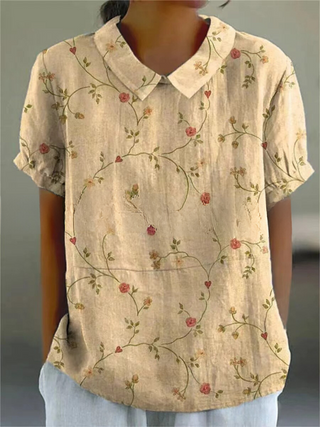 Damen Bluse mit Blumenmuster | Kurzarm