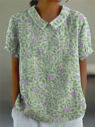 Damen Bluse mit Blumenmuster | Kurzarm