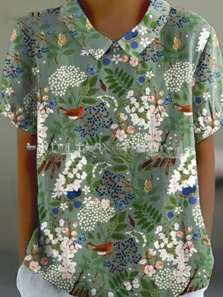 Damen Bluse mit Blumenmuster | Kurzarm