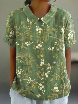 Damen Bluse mit Blumenmuster | Kurzarm