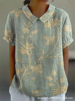 Damen Bluse mit Blumenmuster | Kurzarm