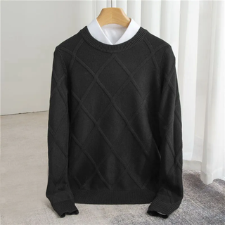 Herren Strukturierter Rippstrickpullover | Rundhals