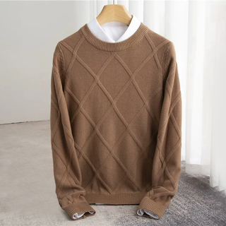 Herren Strukturierter Rippstrickpullover | Rundhals