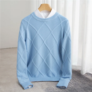 Herren Strukturierter Rippstrickpullover | Rundhals