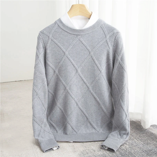 Herren Strukturierter Rippstrickpullover | Rundhals