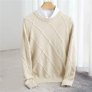 Herren Strukturierter Rippstrickpullover | Rundhals