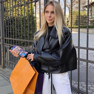 Damen Cropped Jacke | Mit Gürtel