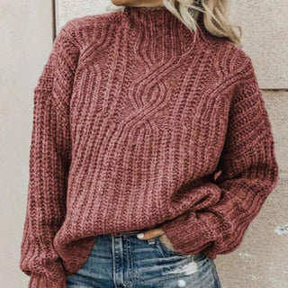 Damen Winter Pullover | Mit Hohem Kragen und Muster