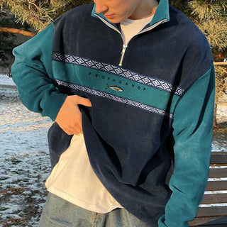 Herren Viertel-Zip Pullover | Kontrastärmel