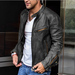 Herren Hochkragenjacke | Schnalle Detail