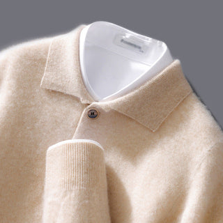 Herren-Polo-Kragen Strickpullover | Ein-Knopf