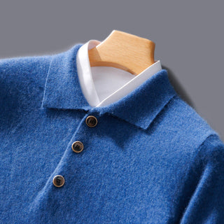 Herren-Polo-Kragen Strickpullover | Ein-Knopf
