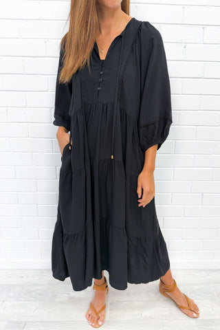 Women's Button Loose Dress | Boho Midi