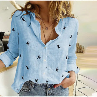 Damenhemd mit Muster und Knöpfen | Casual Fit